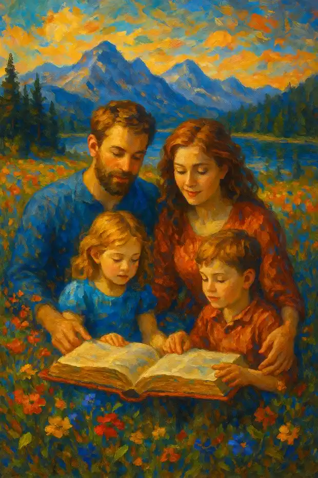 Dad, mom and children